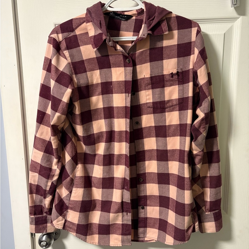 Under Armour Burgundy and Cream Plaid Women's Sweater